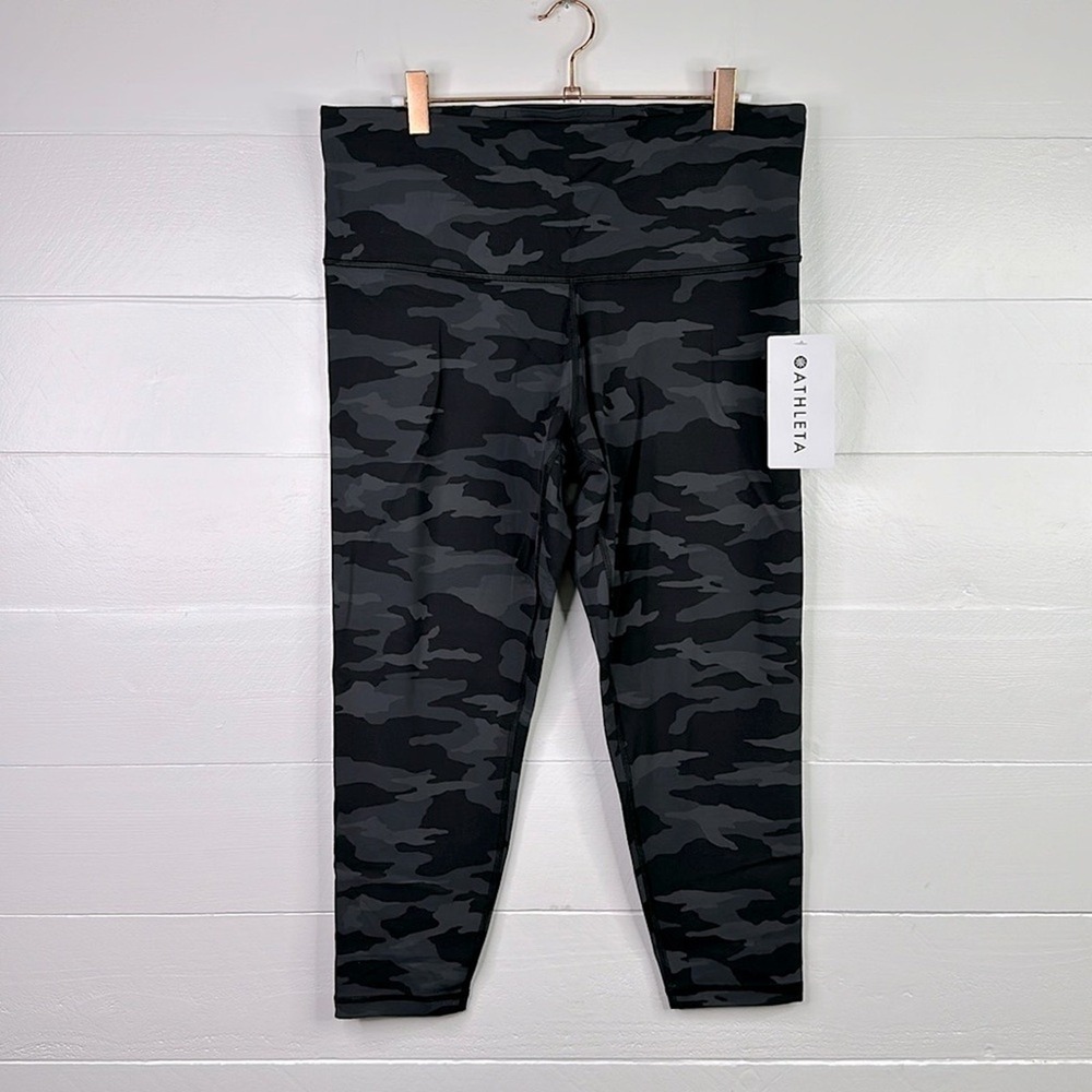 ATHLETA Black Elation Camo 7/8 High Rise Workout Gym Athletic Leggings Size 1X